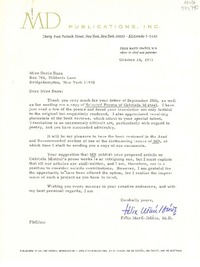 [Carta] 1971 Oct. 14, New York, [EE.UU.] [a] Miss Doris Dana, Box 784, Hildreth Lane, Bridgehampton, New York 11932, [EE.UU.]