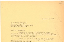 [Carta] 1957 Dec. 7, New York, [Estados Unidos] [a] Harrison Winfield, New York