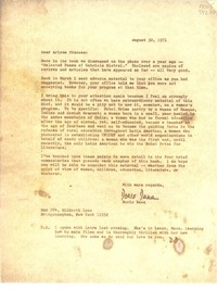 [Carta] 1971 Aug. 30, Box 784, Hildreth Lane, Bridgehampton, New York 11932, [EE.UU.] [a] Dear Arlene Frances