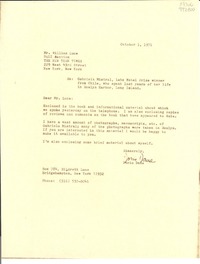 [Carta] 1971 Oct. 1, Box 784, Hildreth Lane, Bridgehampton, New York 11932, [EE.UU.] [a] Mr. William Luce, BQLI Section, The New York Times, 229 West 43rd Street, New York, New York, [EE.UU.]
