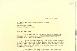 [Carta] 1971 Oct. 1, Bridgehampton, New York, [Estados Unidos] [a] Allan Wallach
