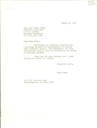 [Carta] 1972 Mar. 21, Bridgehampton, New York, [Estados Unidos] [a] Miss Amy Palmer Cohen