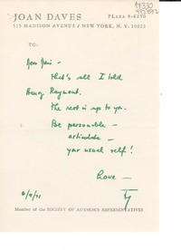 [Carta] 1971 June 9, 515 Madison Avenue, New York, N. Y. 10022, [EE.UU.] [a] Dear Doris