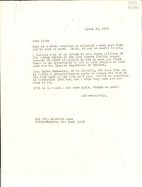 [Carta] 1971 Apr. 30, New York, [Estados Unidos] [a] Dear Iola