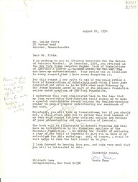 [Carta] 1970 Aug. 28, Bridgehampton, New York, [Estados Unidos] [a] Mr. Dudley Fitts, Andover, Massachusetts