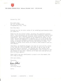 [Carta] 1970 Oct. 26, [Baltimore, Maryland, Estados Unidos] [a] Miss Doris Dana, Hildreth Lane, Box 784, Bridgehampton, N. Y.