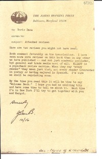 [Carta] 1971 Dec. 16, [Baltimore, Maryland, Estados Unidos] [a] Doris Dana