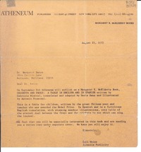 [Carta] 1972 Aug. 25, [New York, Estados Unidos] [a] Margaret Bates, Bethesda, Maryland