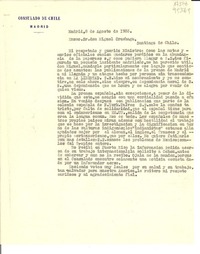[Carta] 1933 ago. 8, Madrid, [España] [al] Excmo. Sr. don Miguel Cruchaga, Santiago, Chile
