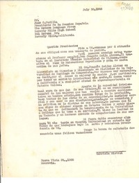 [Carta] 1946 July 30, Buena Vista St., 1305, Monrovia, [EE.UU.] [al] Sr. Juan C. Padilla, Presidente de la Sección Española, The Modern Language Forum, Beverly Hills High School, 241 Moreno DR., Beverly Hills, California, [EE.UU.]