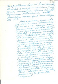 [Carta] [al] Respetado Señor Presidente