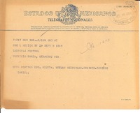 [Telegrama] 1950 sept. 29, México D. F. [a] Gabriela Mistral, Veracruz, [México]