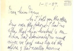 [Tarjeta] 1957 Jan. 11, [Estados Unidos] [a] Dear Miss Dana