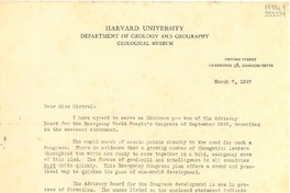 [Carta] 1947 Mar. 7, Massachusetts, [Estados Unidos] [a] Dear Miss Mistral