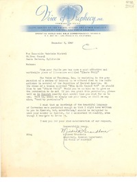 [Carta] 1947 Dec. 3, Los Angeles, California, [Estados Unidos] [a] The Honorable Gabriela Mistral, Chilean Consul, Santa Barbara, California