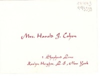 [Tarjeta] 1957 Jan. 10, New York, [EE.UU.] [a] Dear Doris