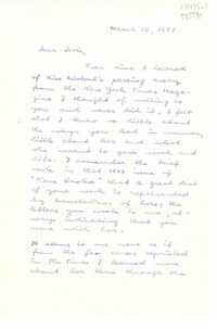 [Carta] 1957 Mar. 15, Columbia, Ohio, [EE.UU.] [a] Dear Doris