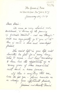 [Carta] 1957 Jan. 20, 350 West 57th Street, New York 19, N. Y., [EE.UU.] [a] Dear Doris
