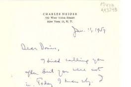 [Carta] 1957 Jan. 11, 552 West 114th Street, New York 25, N. Y., [EE.UU.] [a] Dear Doris