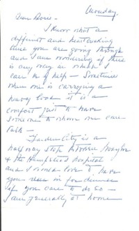 [Tarjeta] [1957] Monday, [EE.UU.] [a] Dear Doris