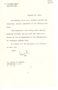 [Carta] 1965 ene. 17, Santiago, [Chile] [a] Mr. Philip W. Bonsal, Washington D. C., U.S.A