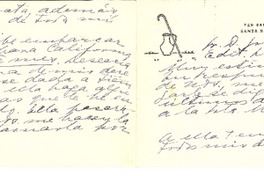 [Tarjeta] 1947 Oct. 1, 729 East Anapamu Street Santa Barbara, California, [EE.UU.] [al] Sr. D. Gonzalo Losada, Edit. Losada, Bs. Ars., [Argentina]