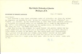 [Carta] [1956] Jan. 17, The Catholic University of America, Washington, D.C., [EE.UU.] [a] Dear Doris