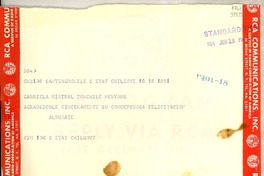 [Telegrama] 1954 jun. 18, Santiago, Chile [a] Gabriela Mistral, New York