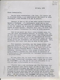 [Carta] 1946 Mar. 29, New York [a] Chere Mademoiselle