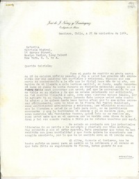 [Carta] 1954 nov. 25, Santiago, Chile [a] Gabriela Mistral, Roslyn Harbor, Long Island, New York