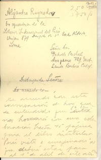 [Carta] Lima [a] Gabriela Mistral, Santa Barbara, Calif.