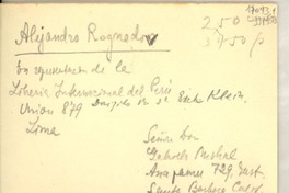 [Carta] Lima [a] Gabriela Mistral, Santa Barbara, Calif.