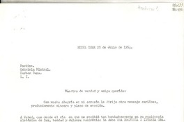 [Carta] 1954 jul. 28, New York, [EE.UU.] [a] Gabriela Mistral