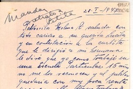 [Carta] 1947 ene. 28, Antofagasta, [Chile] [a] Gabriela Mistral