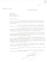 [Carta] 1966 dic. 5, Washington D. C. [a] Miss Doris Dana, Hack Green Road, Pound Ridge, N. Y.