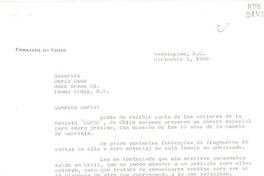 [Carta] 1966 dic. 5, Washington D. C. [a] Miss Doris Dana, Hack Green Road, Pound Ridge, N. Y.