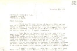 [Carta] 1966 Dec. 11, Hack Green Road, Pound Ridge, New York [a] Ambassador Radomiro Tomic, Chilean Embassy, Washington D. C.