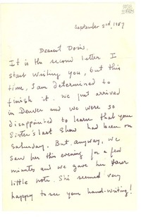 [Carta] 1957 Sept. 2, New York [a] Dearest Doris