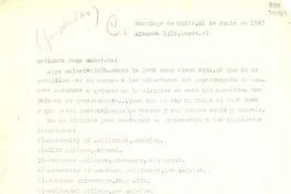 [Carta] 1947 jun. 21, Santiago de Chile [a] Estimada doña Gabriela