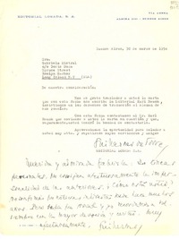 [Carta] 1954 mar. 30, Buenos Aires [a] Gabriela Mistral, Roslyn Harbor, Long Island, N. Y.
