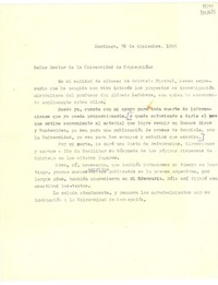 [Carta] 1965 dic. 30, Santiago, [Chile] [al] Señor rector de la Universidad de Concepción