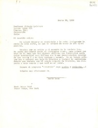 [Carta] 1966 mar. 20, Pound Ridge, New York, [Estados Unidos] [a] Alfredo Lefebvre, Concepción, Chile