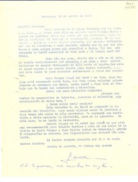 [Carta] 1960 ago. 10, Santiago [a] Doris Dana