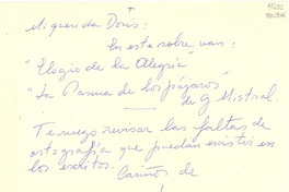 [Carta] 1960, Chile [a] Doris Dana