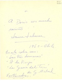 [Carta] 1960, Chile [a] Doris Dana