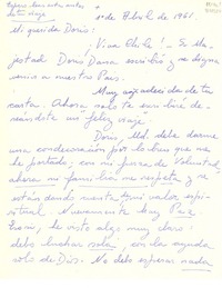 [Carta] 1961 abr. 1, Santiago [a] Doris Dana