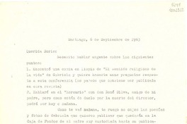 [Carta] 1963 sept. 6, Santiago [a] Doris Dana