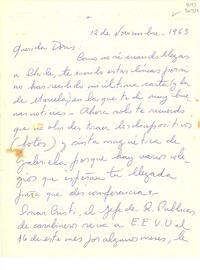 [Carta] 1963 nov. 12, Santiago [a] Doris Dana