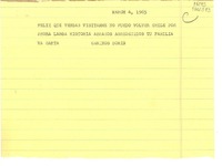 [Borrador de telegrama] 1965 mar. 4, [Estados Unidos] [a] Laura Labarca