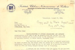 [Carta] 1964 Aug. 17, Valparaíso [a] Doris Dana, New York